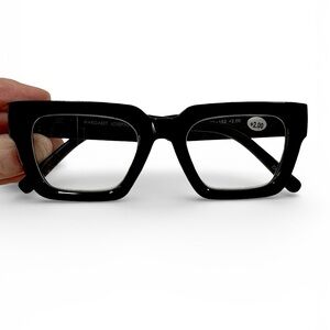 Margaret Josephs Black Square reading Glasses +2.00